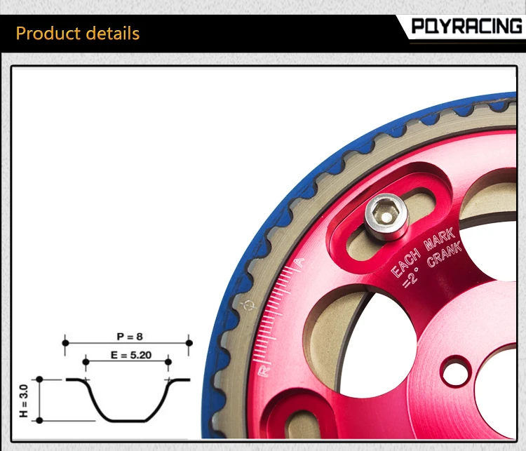 PQY-HNBR гоночный Ремень ГРМ синий+ алюминиевый кулачок красный для 2JZ-GE и 2JZ-GTE Супра, GS300, IS300 PQY-TB1006B+ 6531R
