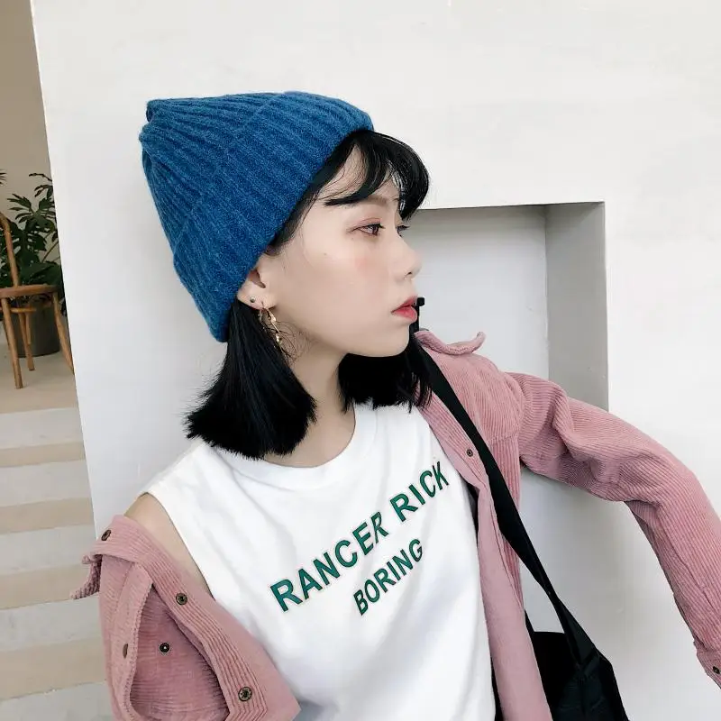Женские и мужские шапки Skullies Beanies модные теплые унисекс эластичные вязаные