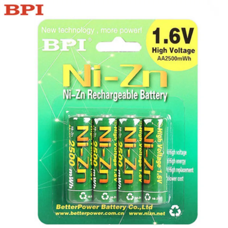 4Pcs BPI Bateria AA Batteries 1.6V Nickel Zinc 2500mWh Ni Zn 2A aa
