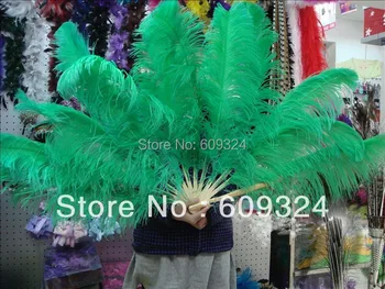

Kelly GREEN Ostrich Feathers Fan hand made for costumes