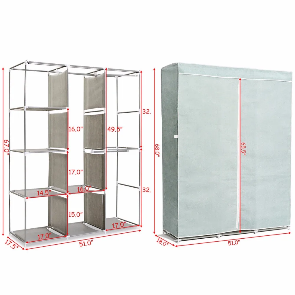 Giantex Portable Clothes Closet Storage Organizer Fabric Wardrobe Cabinet Clothes Rack Home Furniture HW56837 Giantex Portable Clothes Closet Storage Organizer Fabric Wardrobe Cabinet Clothes Rack Home Furniture HW56837