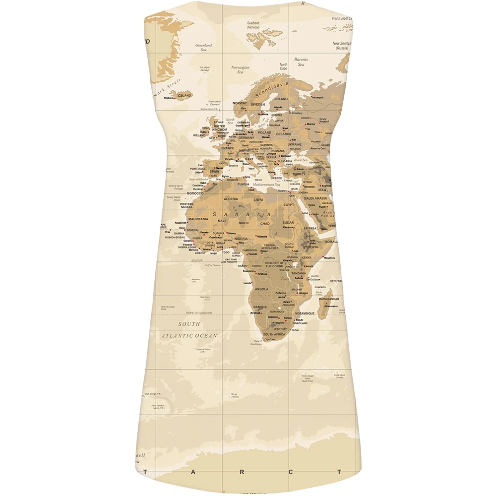 KYKU Globe Dresses for Women Printed Earth World Map Dress Cute with Pockets