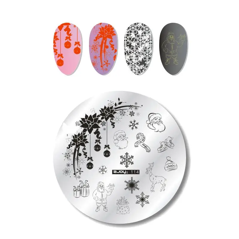 Круглый Хэллоуин дизайн ногтей штамп шаблон штамповочных плит цветы животное полировка изображений передача DIY Инструменты для дизайна ногтей - Цвет: zjoys114