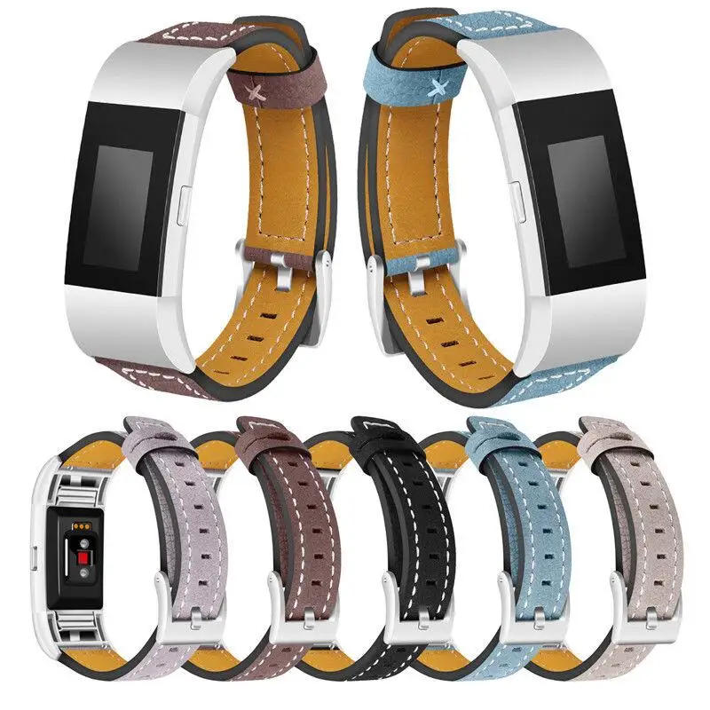 

100% Genuine Real Leather Watchband For Fitbit Charge 2 Watch Band New Designed Colorful Watch Replacement Belt Strap