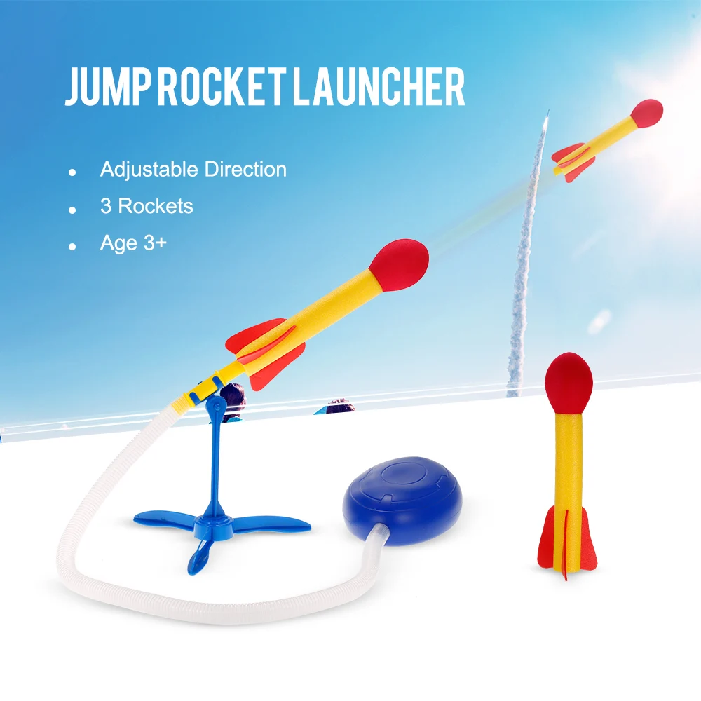 

Jump Rocket Adjustable Air Powered Launcher Toy Set with 3 Foam RocketsRP60