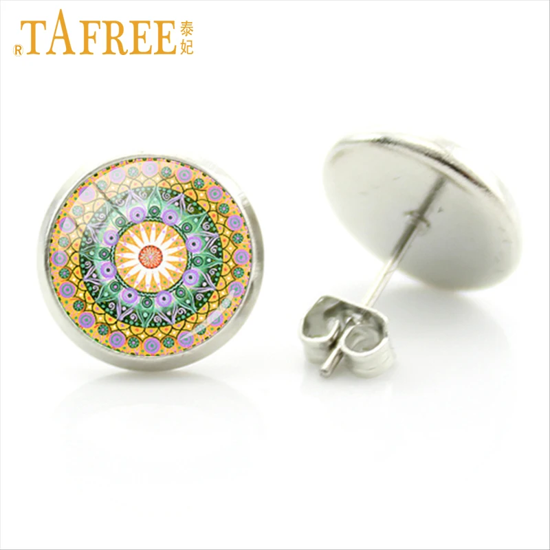 TAFREE 2017 новое поступление летние серьги гвоздики Мандала буддизм символ