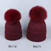 Real Fox Fur pom poms ball Skullies Beanies Keep Warm Winter Hat for Women Child Girl 's Wool Hat Knitted cap thick female cap ► Photo 3/6