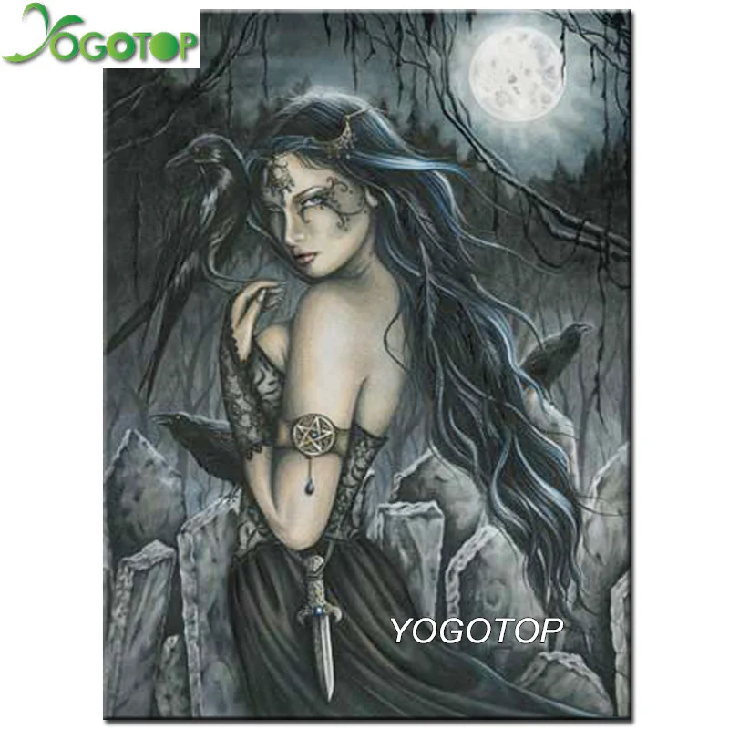 YOGOTOP Готическая темная женщина Алмазная вышивка картина ворона Сделай Сам