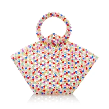 

Luxury Design Cherry Beaded Bag Handmade Woven Bag For women Bag Causal Cute Small Tote Bag Retro Lady Handbag Pet package pearl