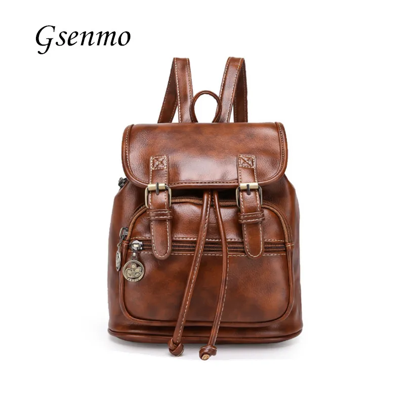 2016 Leather Women Backpack Good Quality School Backpacks For Teenage
