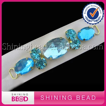 

50PC SWIMWEAR BLUE CRYSTAL RHINESTONE BIKINI CONNECTORS GOLD METAL SETTING