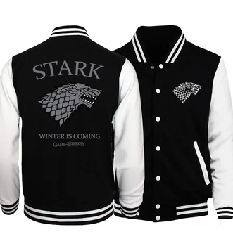 

2020 Spring New Arrival Game of Thrones Winter Is Coming Men Jacket Baseball Uniform Jackets House Stark Fire & Blood Men Coat