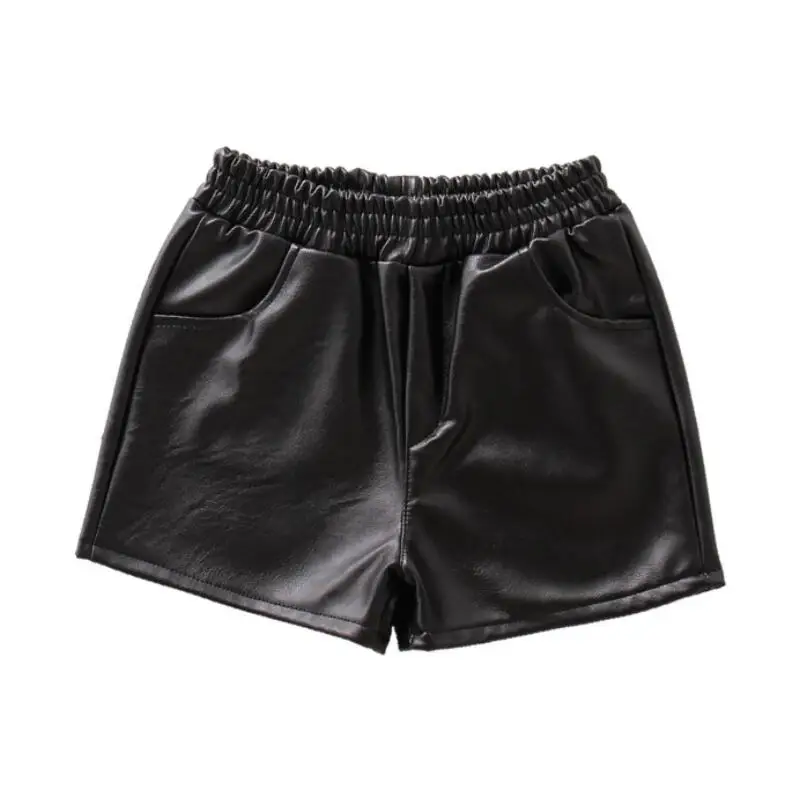

3-14 Yrs 2019 Spring Autumn Winter Black Girls Shorts Baby Toddler Teen PU Leather Girls Short Pants Child Kids Trousers JW4441