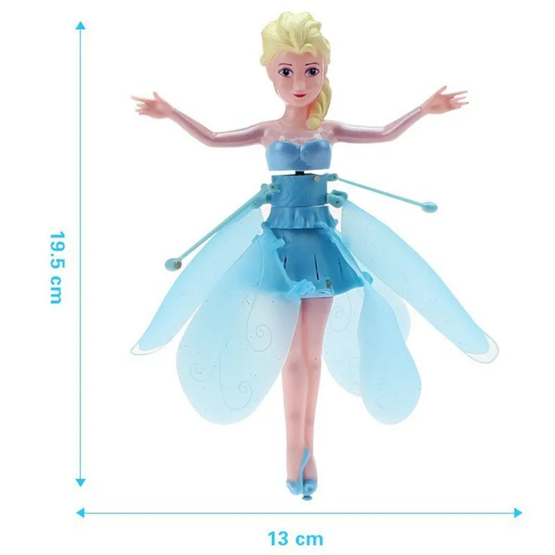 Free Shipping Blue Flying Fairy Elsa Doll Toys Infrared Induction Control Dolls
