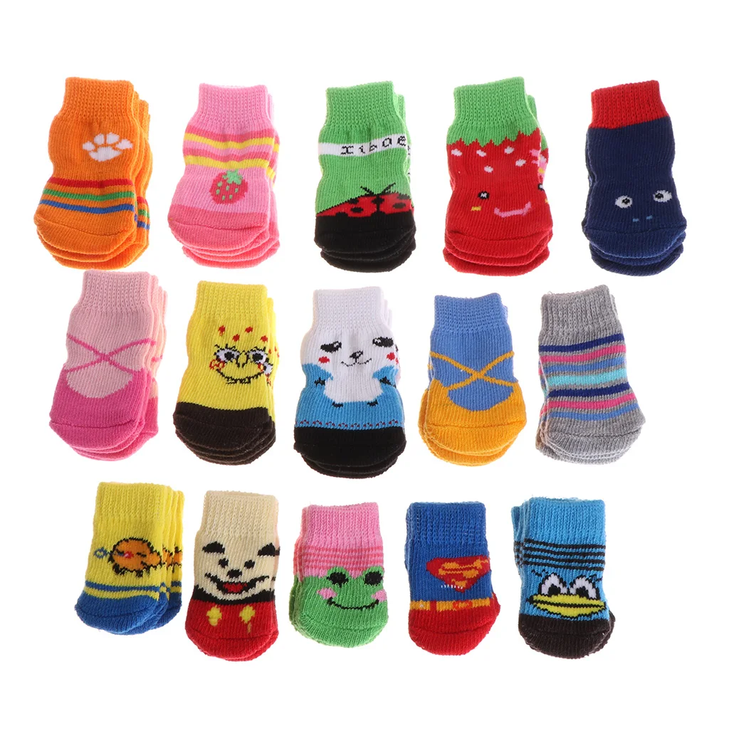 

2019 1 Set Pet Socks Blend Cotton Cute Dog Puppy Cat Non Slip Soft Warm Winter Shoes halloween or christmas gift