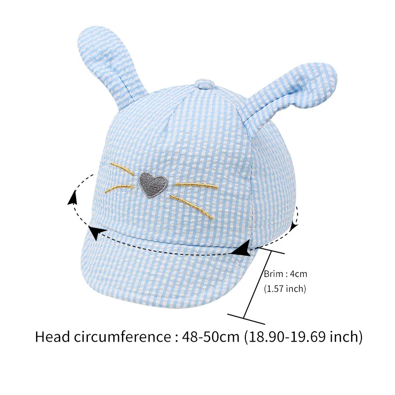 Casual Plaid Baby Cap Cotton Baby Boys Hat Rabbit Ears Baby Hat For Girls Cute Cat Sun Hat Spring Summer New Baby Boy Clothing (4)