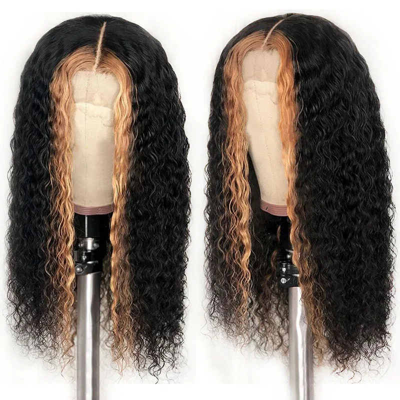 Highlight Brown And Honey Blonde Ombre Human Hair Wig 360 Water