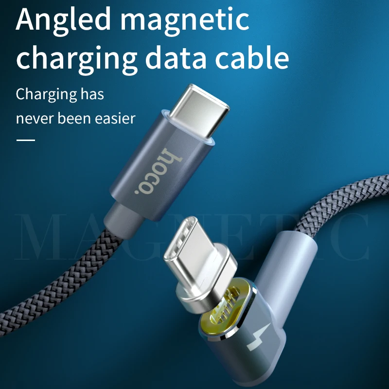 HOCO USB Type c to cable 4A 87W PD Fast Charging Cable For Macbook Samsung S9 Data sync magnetic usb Charger cable|Кабели для