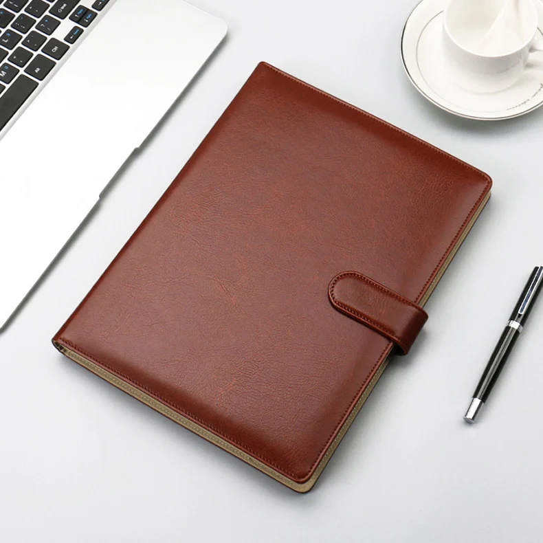 

high-level business office PU leather A4 document bag file folder portfolio briefcase for documents padfolio with paper clip