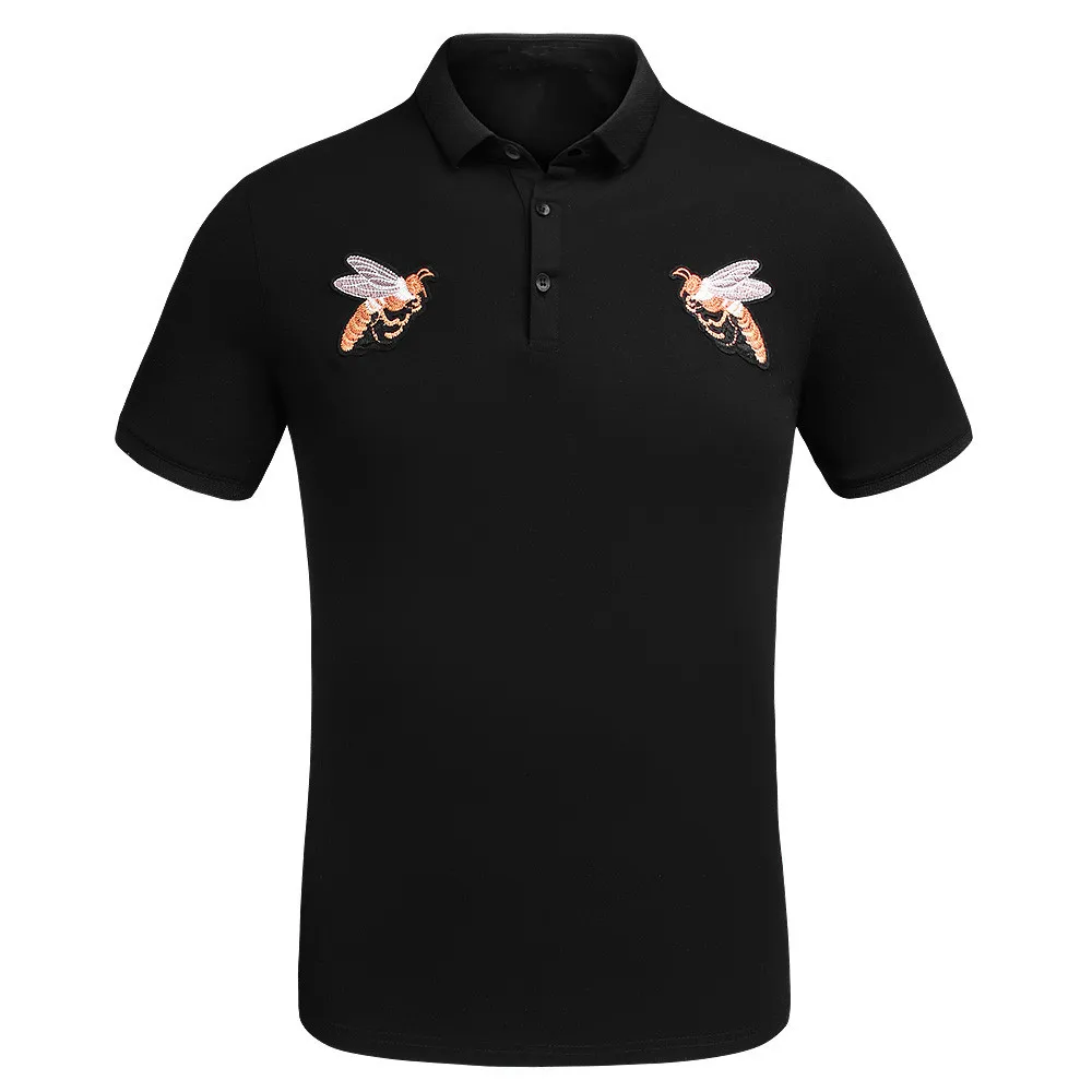 High New Novelty 2017 Men collar Embroidered Bees Fashion Polo Shirts