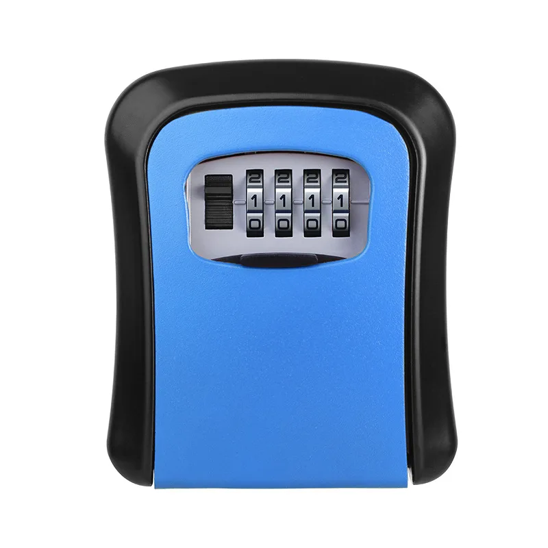 Тяжелый металлический Сейф с ключом Скрытая Органайзер 4-цифровой пароль замок дом вилла дом на колесах запасные ключи шкатулка-Сейф - Цвет: Blue And Black