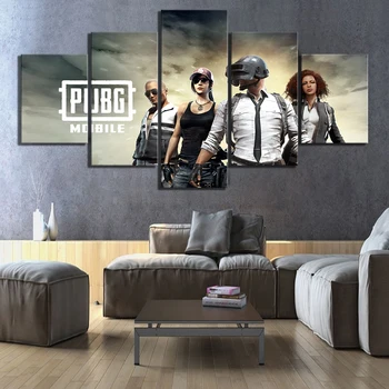 

5 Piece Canvas Paintings PUBG Mobile Game Poster Wall Sticker Artwork Paintings for Home Decor Wall Art