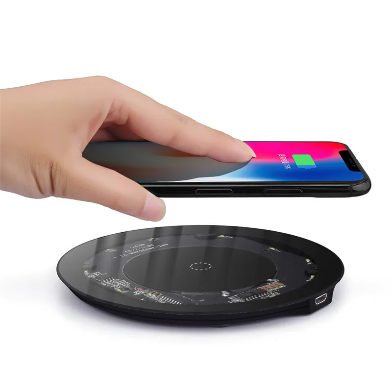 

10W Qi Fast Wireless Charger for Samsung Note 9 S7 S8 S9 Plus Visible Desktop Wireless Charging Pad For iPhone 8 X XS Max Xr