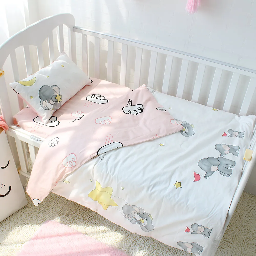 3pcs baby bedding set cotton soft breathable crib bedding set pink breathable crib sheet