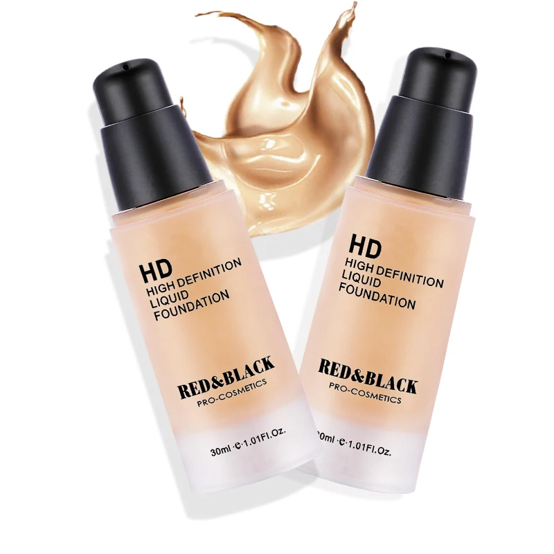 Red&Black HD High Definition Liquid Foundation Primer Concealer Brightness Nourish Smooth Skin