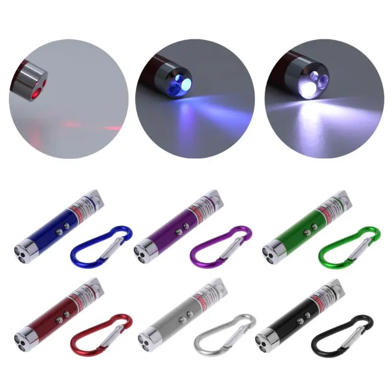 

3 In 1 Portable Kaychain LED Flashlight Mini Laser Pen UV Counterfeit Light