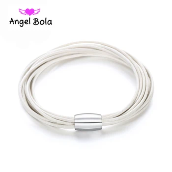 

10Pcs/lot Pryme Simple Design Multilayer Leather Bracelets Magnet Buckle Wristband Fit Interchangeable Copper Charms EB-012