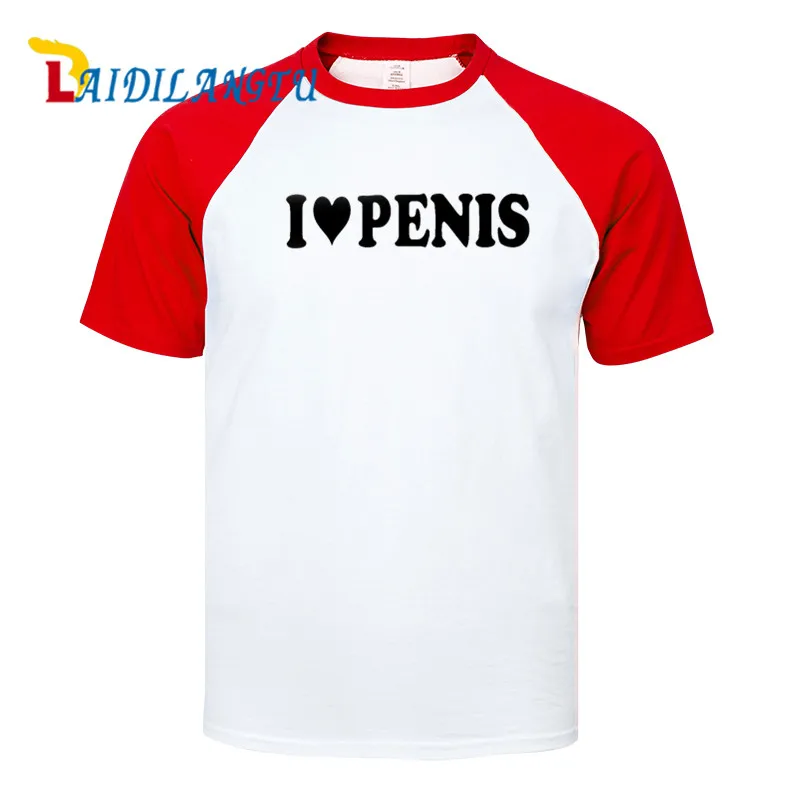 Мужская футболка с круглым вырезом Повседневная коротким рукавом принтом i Love pens