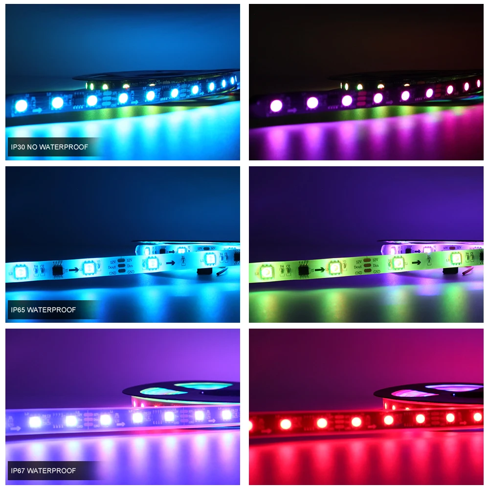 5 m DC12V WS2811 Светодиодные ленты 30/60 светодиодный s/м SMD 5050 RGB доступный полноцветный Светодиодные ленты света 1 IC control 3 светодиодный s