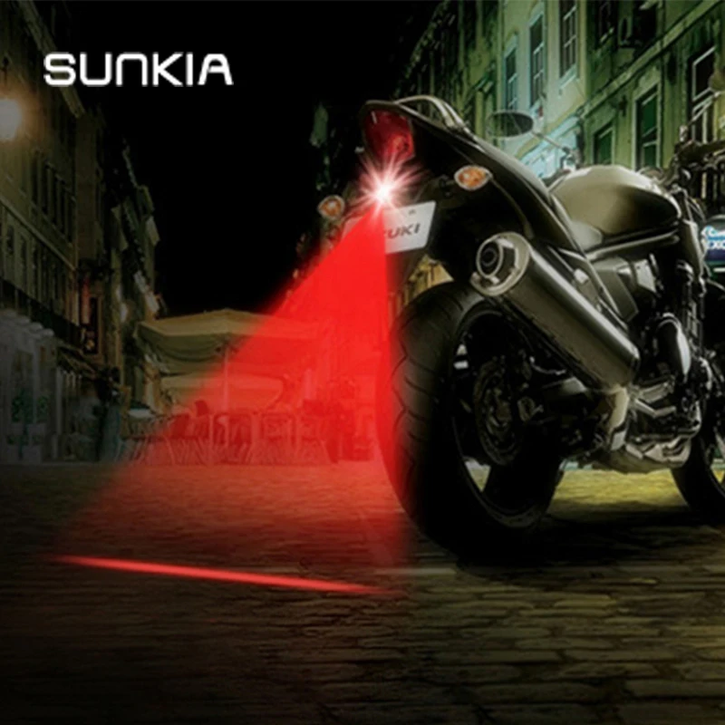 

SUNKIA Red Line Anti Collision Rear-end Laser Tail Fog Light Motorcycle Brake Parking Lamp Rearing Warning Light