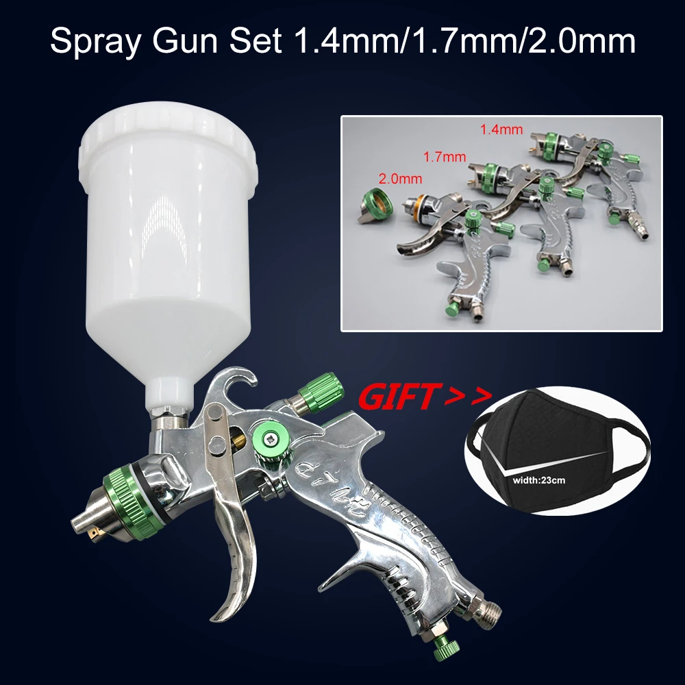 

HVLP Paint Spray Gun with 1.4mm 1.7mm 2.0mm Steel Nozzle Set Cars Painting Furnitures DIY Painting Kit Car Auto Repair Tool
