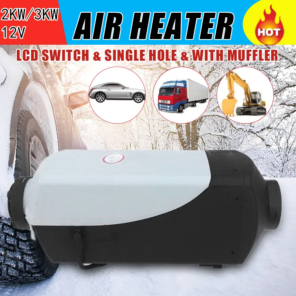 

12V 2KW/3KW Parking Diesel Air Heater Single-hole LCD/Rotary/Switch with Muffler Universal For Tank Vent Duct Thermostat Caravan