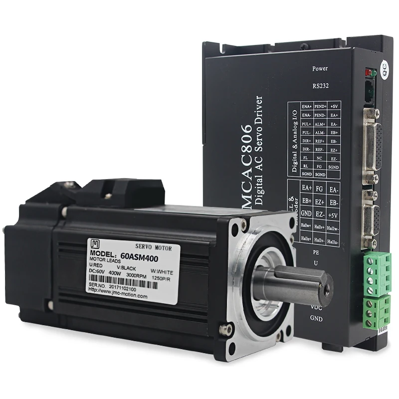 JMC 400 Вт Низкая напряжение AC драйвер серводвигателя комплект 60VDC 1.27N.m NEMA24 1250 линии 3000 об./мин. 60ASM400+ MCAC806 полный закрытый цифровой Привод