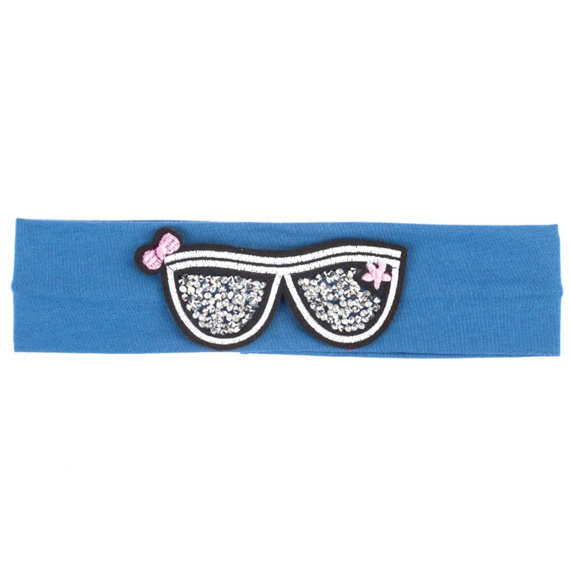 Geebro/детские солнцезащитные очки, повязка на голову, милые стразы, очки, гладкие повязки на голову для девочек, хлопковая головная эластичная повязка для малышей - Цвет: Silver Blue