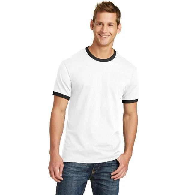 Port & Co PC54R Core Cotton Ringer Tee White & Jet Black - 2XL