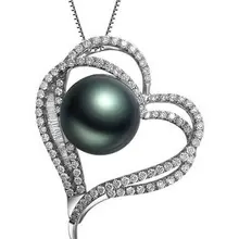 GVBORI 18 K золото Tahiti ЧЕРНЫЙ ЖЕМЧУГ Алмаз Кулон Сердце женские ювелирные изделия День Святого Валентина свадебные украшения
