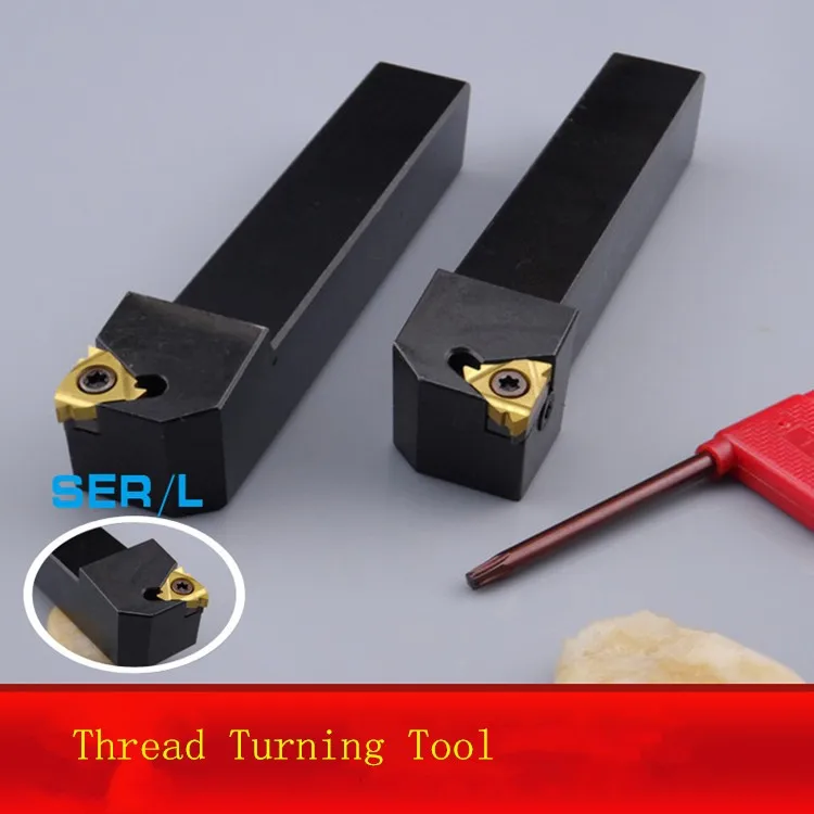 2pcs R L SER2020K16 Thread Turning Tool+2PCS CNC Carbide Threading
