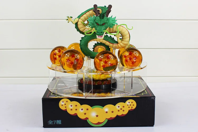 Dragon Ball Z фигурки зеленый Shenron Shenlong ПВХ Фигурки игрушки с Dragon Ball Z хрустальные шары 7 шт.+ полка отличный подарок