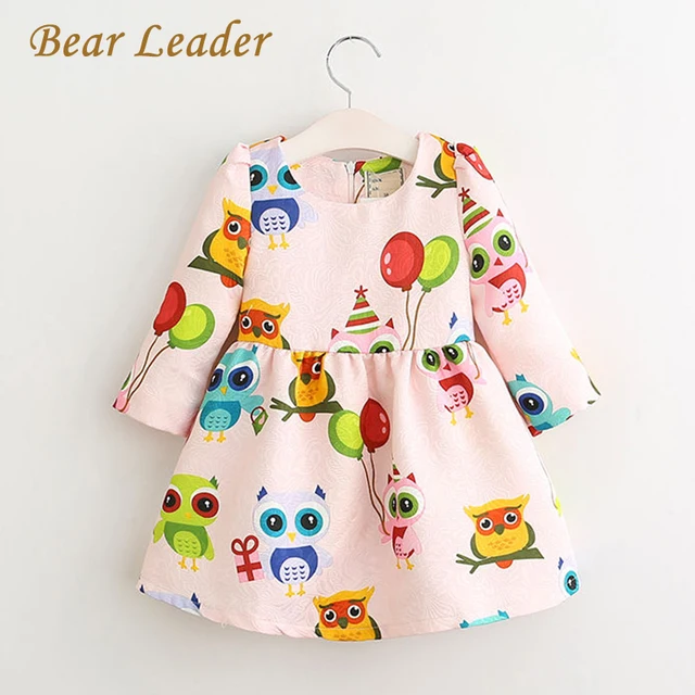 Bear Leader Девушки Платье 2017 Новая Коллекция Весна и Лето Детская Одежда Полный Рукав A-Line О-Образным Вырезом для Девочек Одежда Бренда Девушки Одеваются