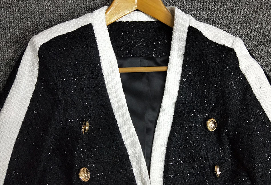 Высокое качество, комплект из 2 предметов, женский черный, белый, короткие штаны, двойная кнопка льва, Блейзер, пальто с шортами, женский костюм, осенняя одежда