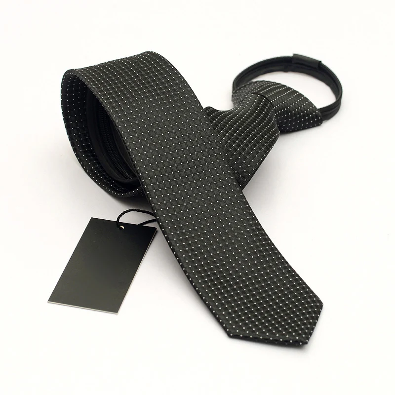 Новые модные мужские галстуки на молнии Цельный Галстук 5 см черный галстук в клетку тонкие галстуки с узлом костюм Бизнес Свадьба Cravatta с подарочной коробкой