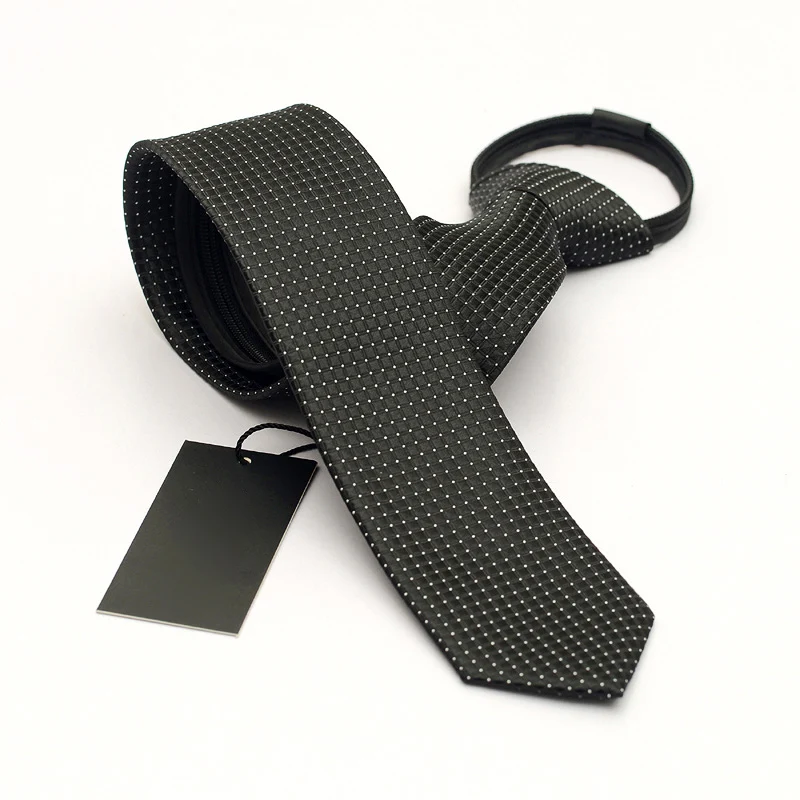 NEW Fashion Mens Ties Zipper Solid Necktie 5cm Black Plaid Neck Tie