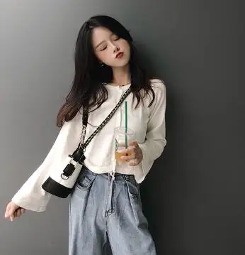 2019 Spring autumn sweater cardigan sunscreen shawl thin coat a long sleeved sweater sweater girl summer air conditioning Shrug