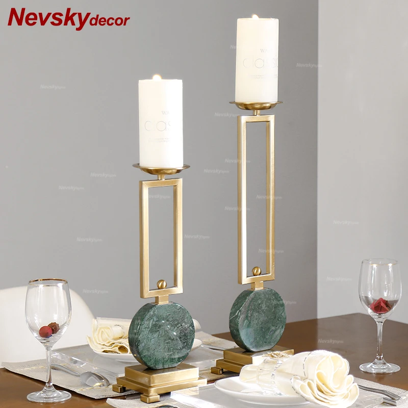 

Gold Vintage Candle Holders marble Candle stand Candlelight Home For Wedding Decoration Center metal Candlestick