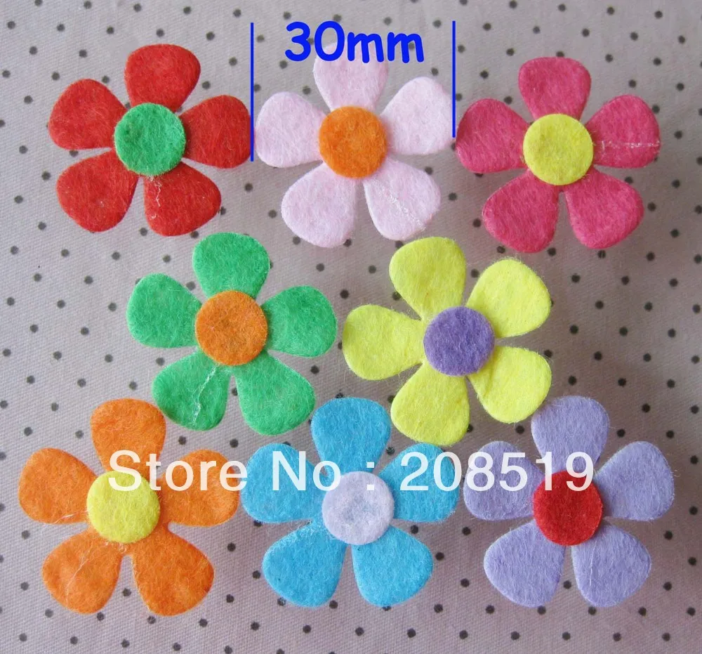 

PA0018 30MM padded Flower felt patches Mixed 150pcs Handmade craft decorative accessories