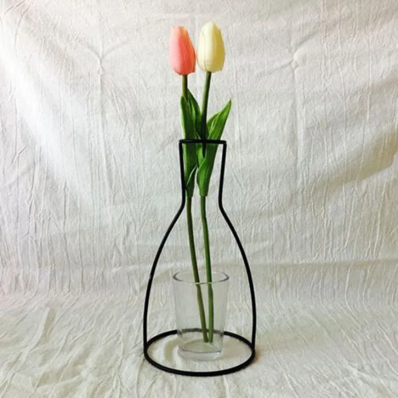 Brand New Style Retro Iron Line Flowers Vase Metal Plant Holder Modern Solid Home Decor Nordic Styles Iron Vase